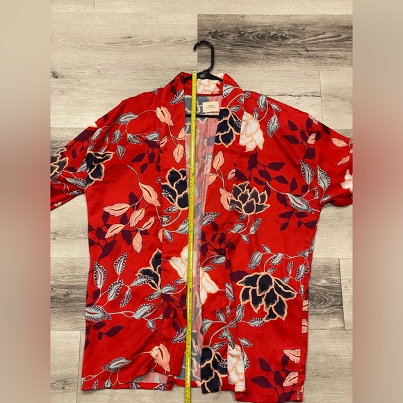 URBAN OUTFITTERS Floral Kimono Top / Cardigan Size: M Red w/ Floral Print - Picture 5 of 8